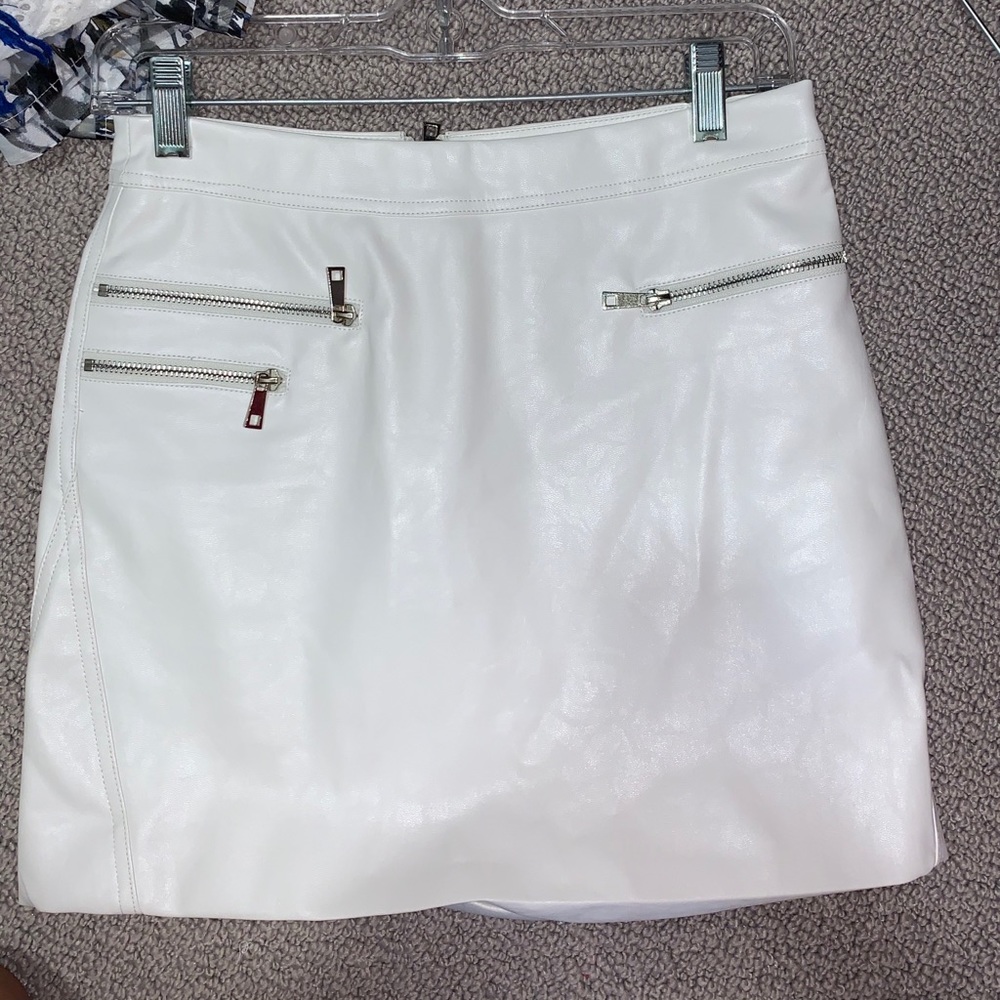 White leather skirt